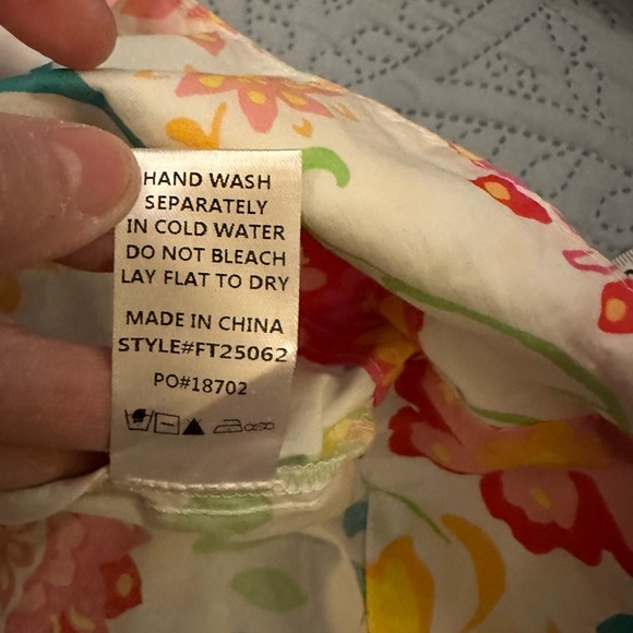 Fate Floral Button-Up Blouse in White with Pink, Yellow & Teal Flowers - Picture 4 of 4